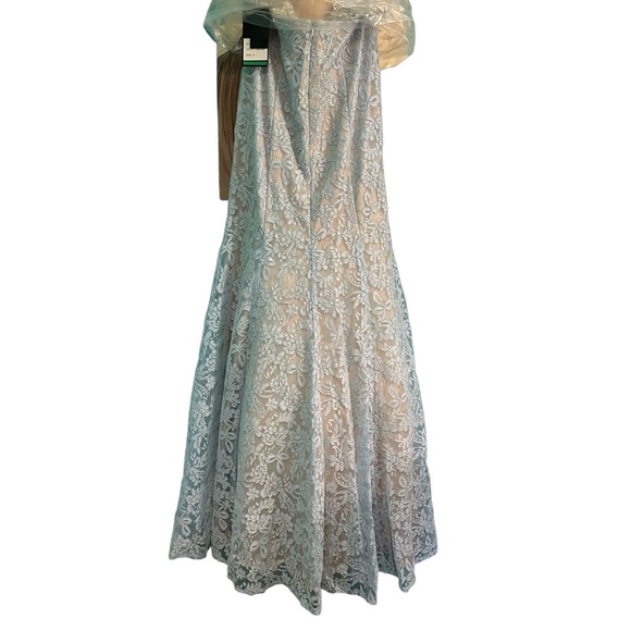 La Femme Two Piece Blue Lace Mermaid Skirt & Halter Long Prom Dress Gown 6 NWT - Picture 11 of 14